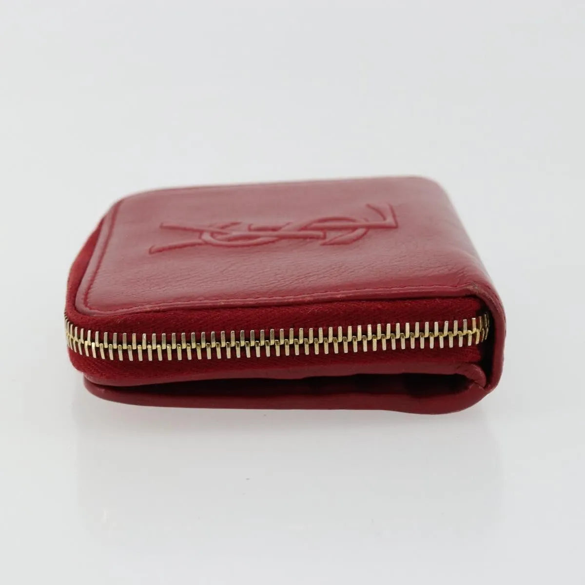 Saint Laurent Zipped Bifold Leather Red Leather Wallets Accessory (Pre-Owned)