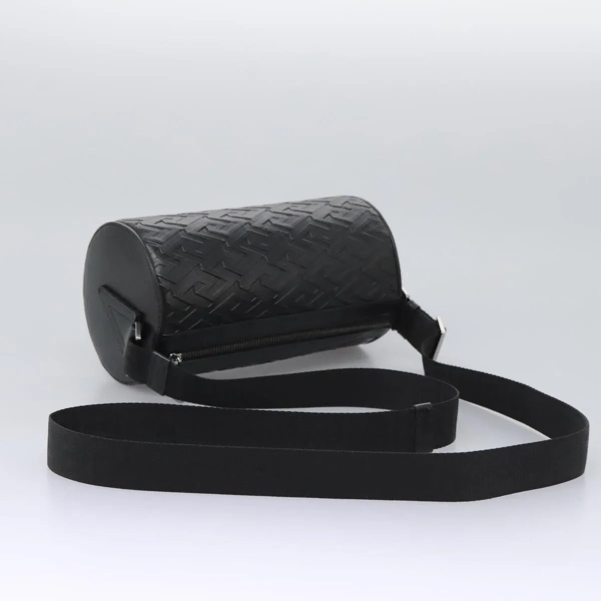 Versace La Greca Leather Black Leather Shoulder Bag Bag (Pre-Owned)