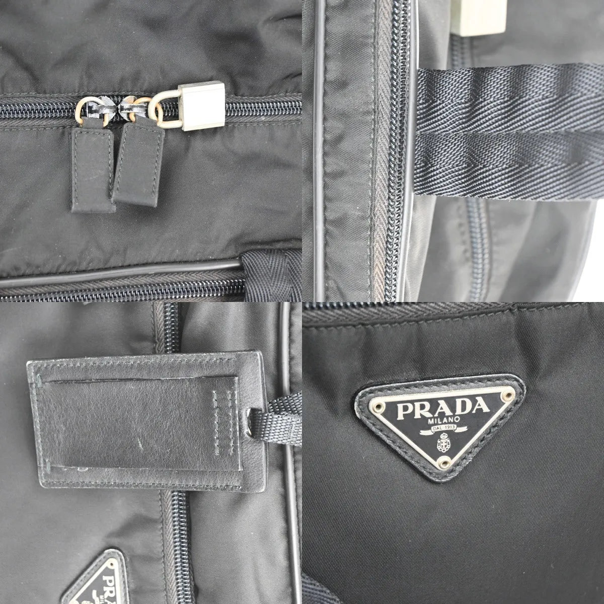 Prada Expandable Front Zip Boston Tessuto Black Nylon Travel Bag Bag (Pre-Owned)