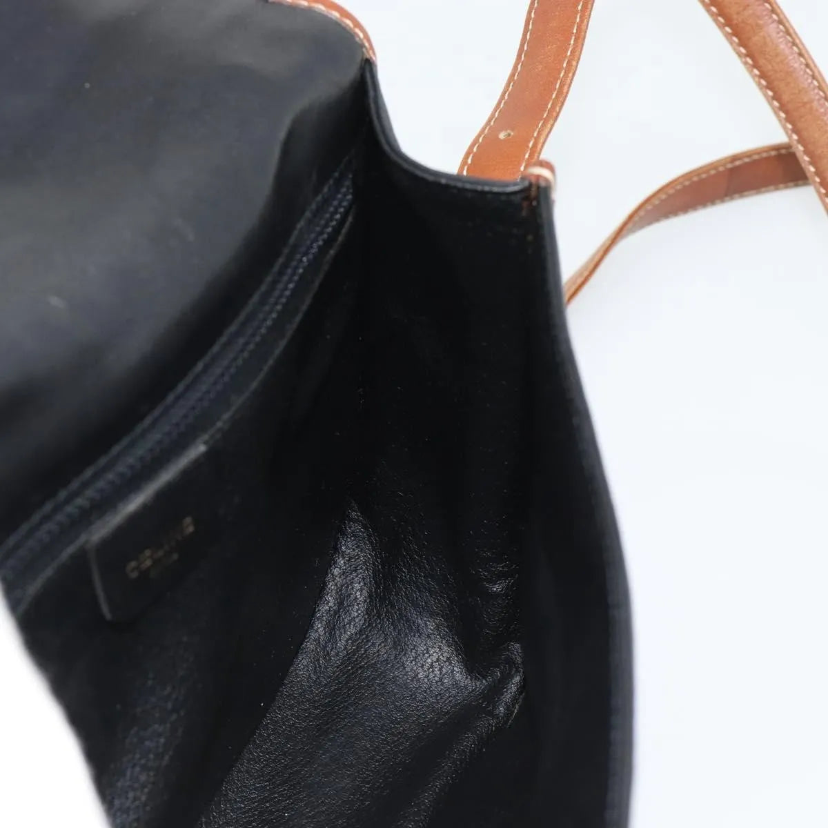 Celine Flap Shoulder Leather Black Leather Shoulder Bag Bag (Pre-Owned)