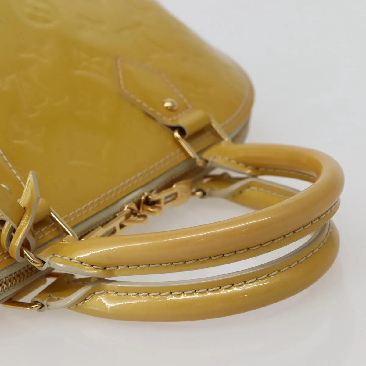 Louis Vuitton Alma Monogram Vernis Beige Patent_Leather Handbag (Pre-Owned)