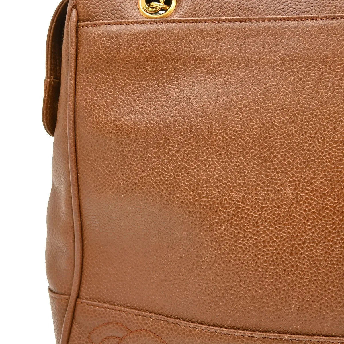 Chanel Vintage Stitched Cc Caviar Brown Leather Shoulder Bag Bag (Pre-Owned)