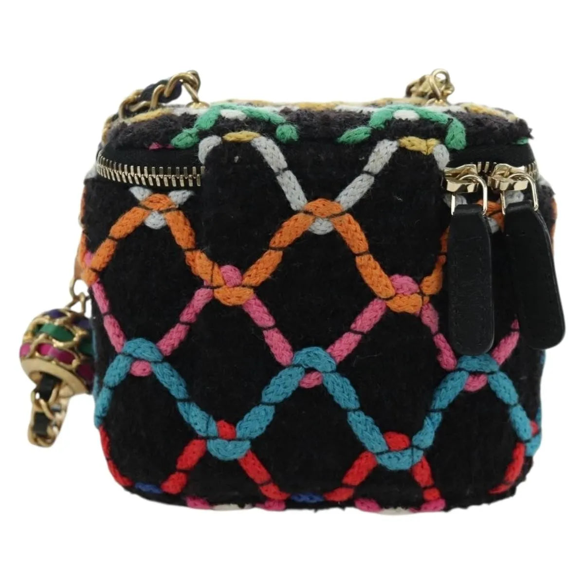 Chanel Pearl Crush Vanity Case With Chain Quilted Multicolor Tweed Multicolour Tweed Shoulder Bag Bag (Pre-Owned)