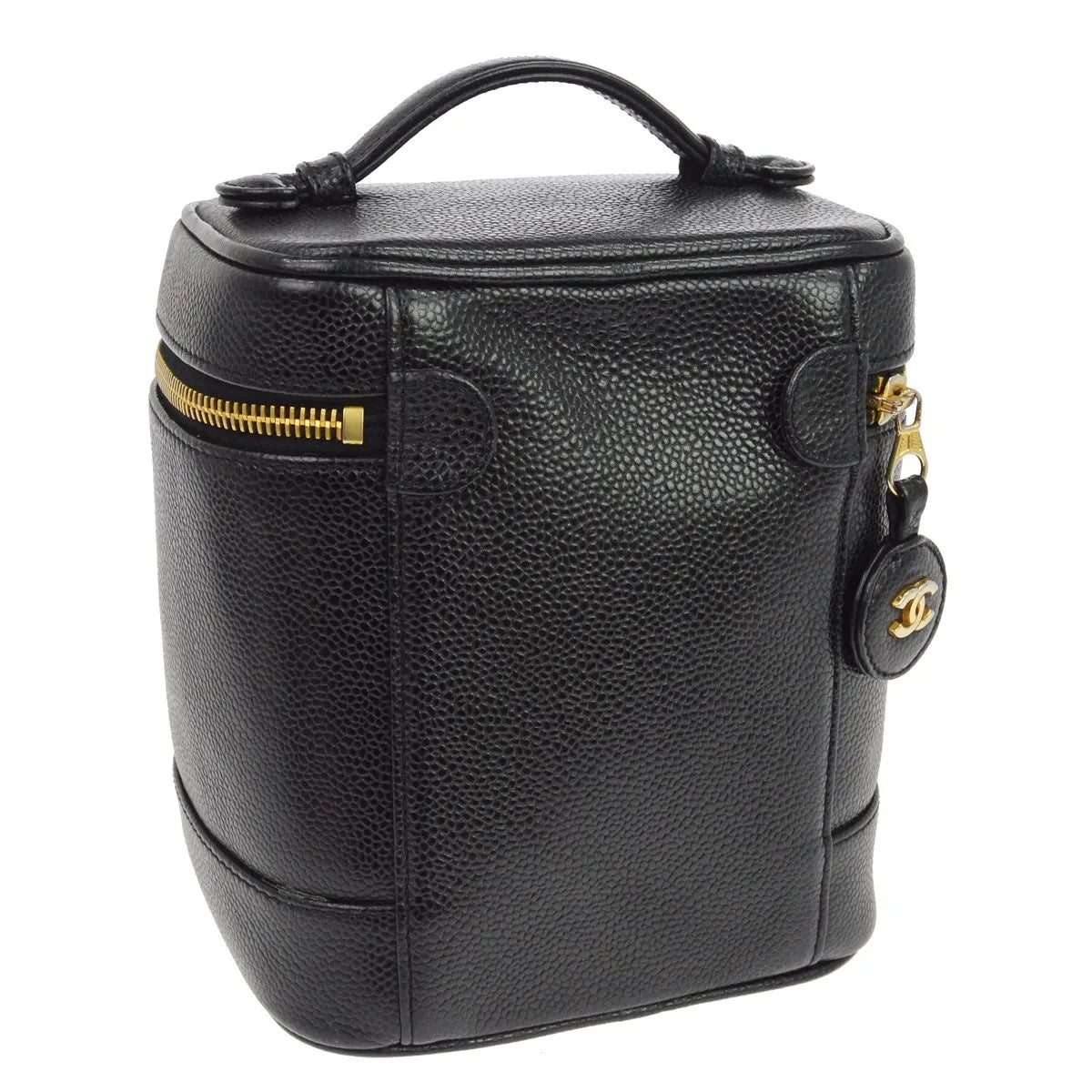 Chanel Vanity Leather Black Leather Handbag (Pre-Owned)
