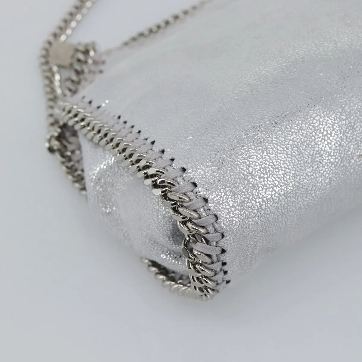 Stella Mccartney Falabella Fold Over Faux Leather Silver Polyester Shoulder Bag Bag (Pre-Owned)