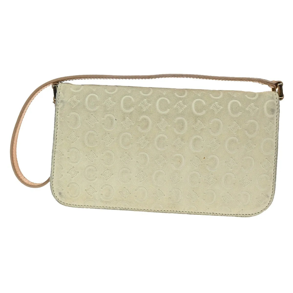 Celine C Macadam Shoulder Suede Beige Suede Clutche & Pouche Bag (Pre-Owned)