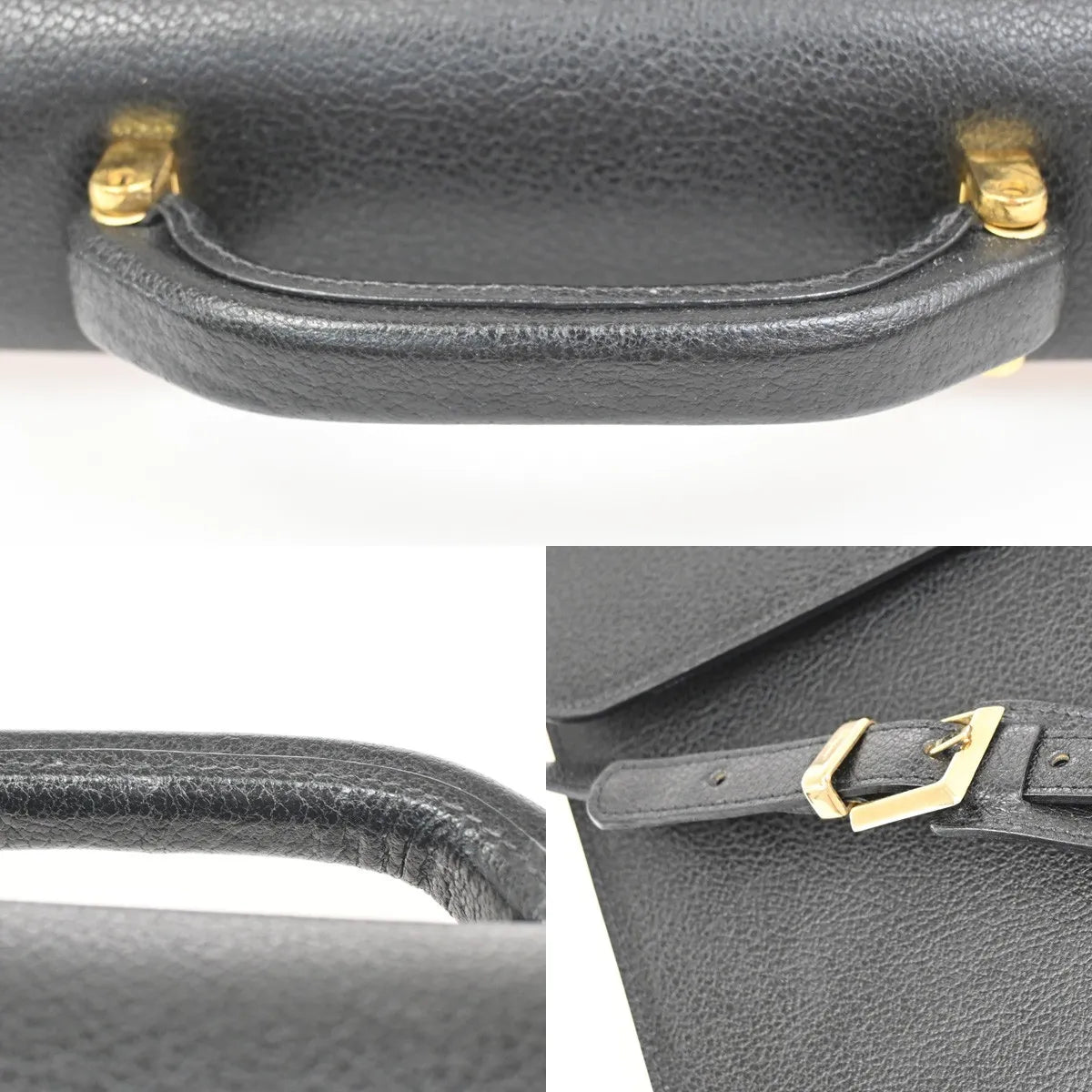 Salvatore Ferragamo Revival Leather Black Leather Briefcase Bag (Pre-Owned)