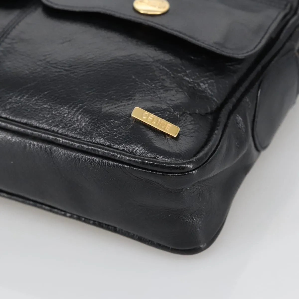 Celine Vintage Leather Black Leather Shoulder Bag Bag (Pre-Owned)