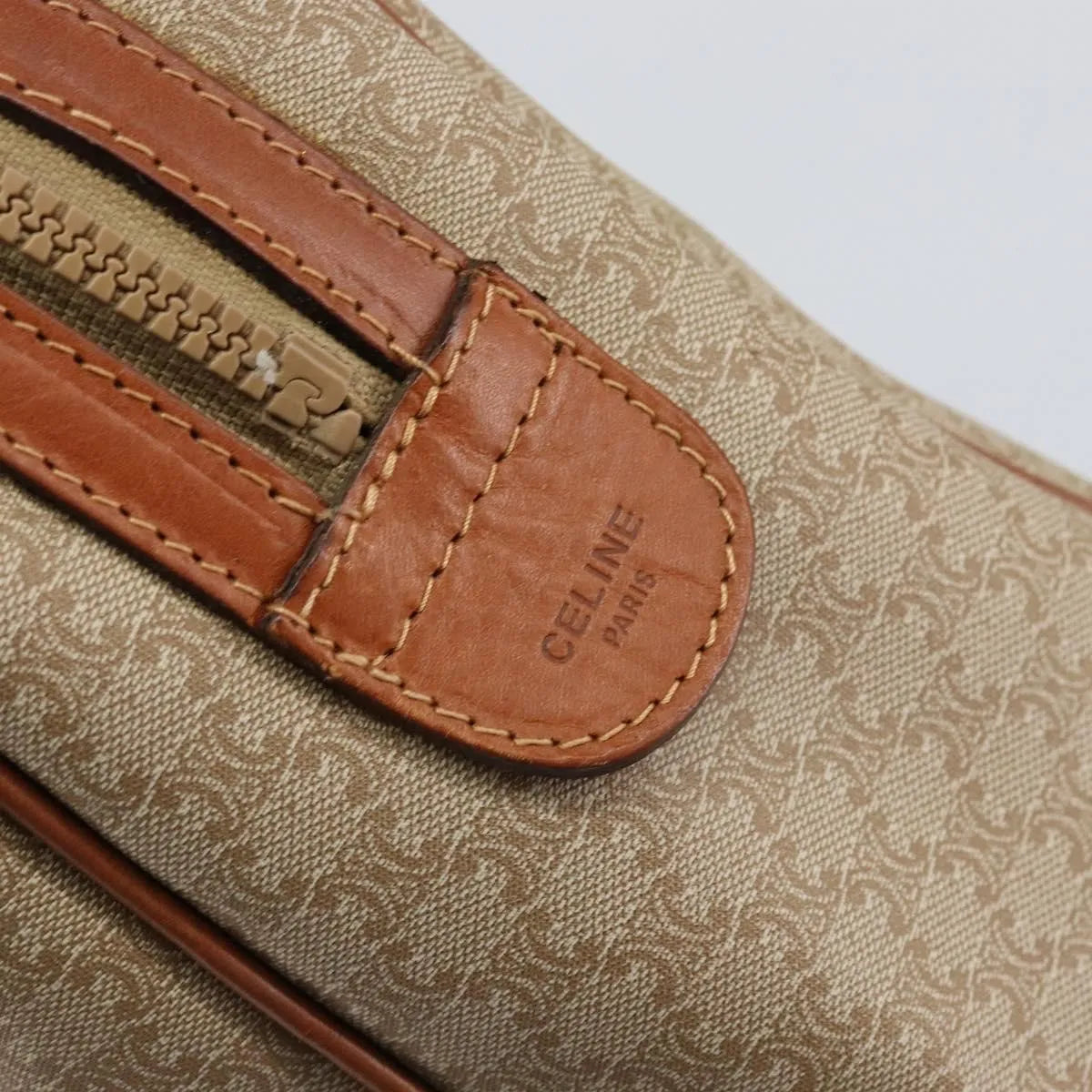 Celine Vintage Macadam Canvas Beige Canvas Handbag (Pre-Owned)