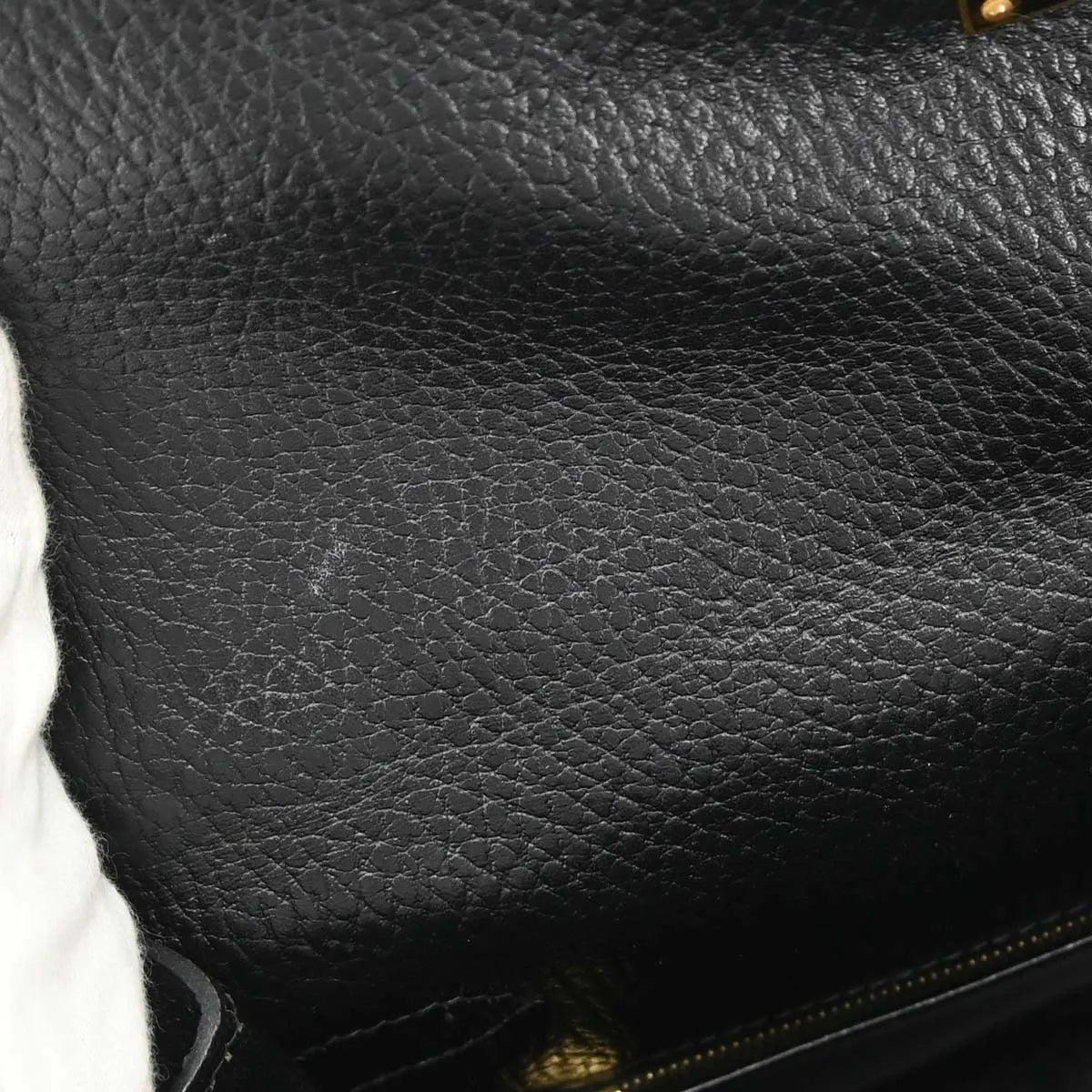 Hermes Kelly Handbag Black Ardennes With Gold Hardware Black Leather Handbag (Pre-Owned)
