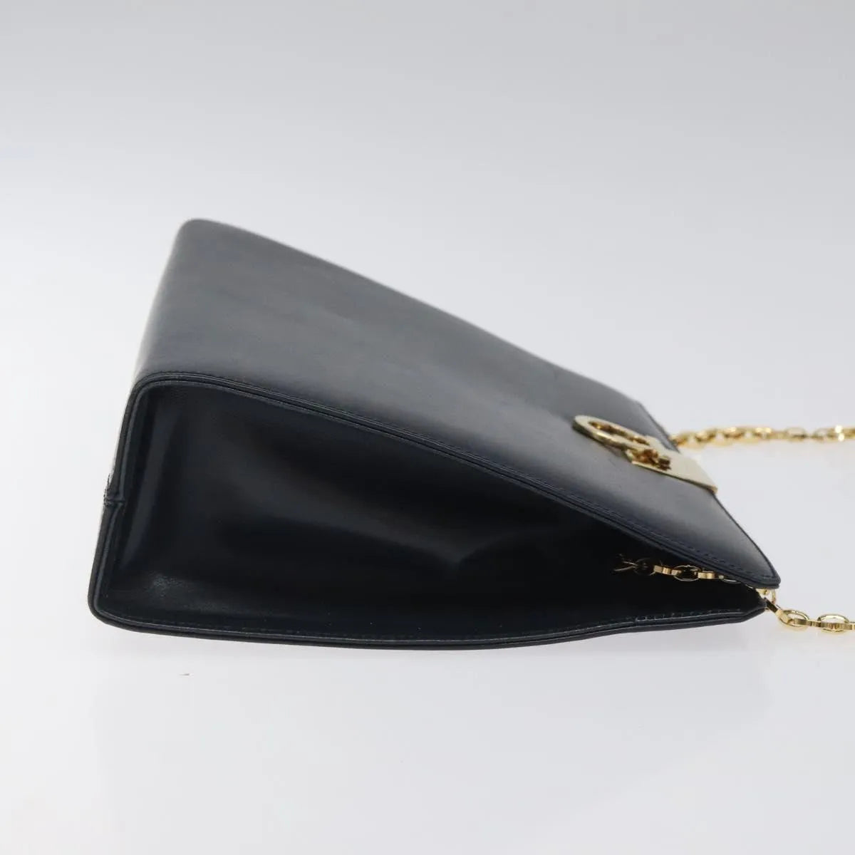 Salvatore Ferragamo Vintage Gancini Chain Leather Navy Leather Shoulder Bag Bag (Pre-Owned)
