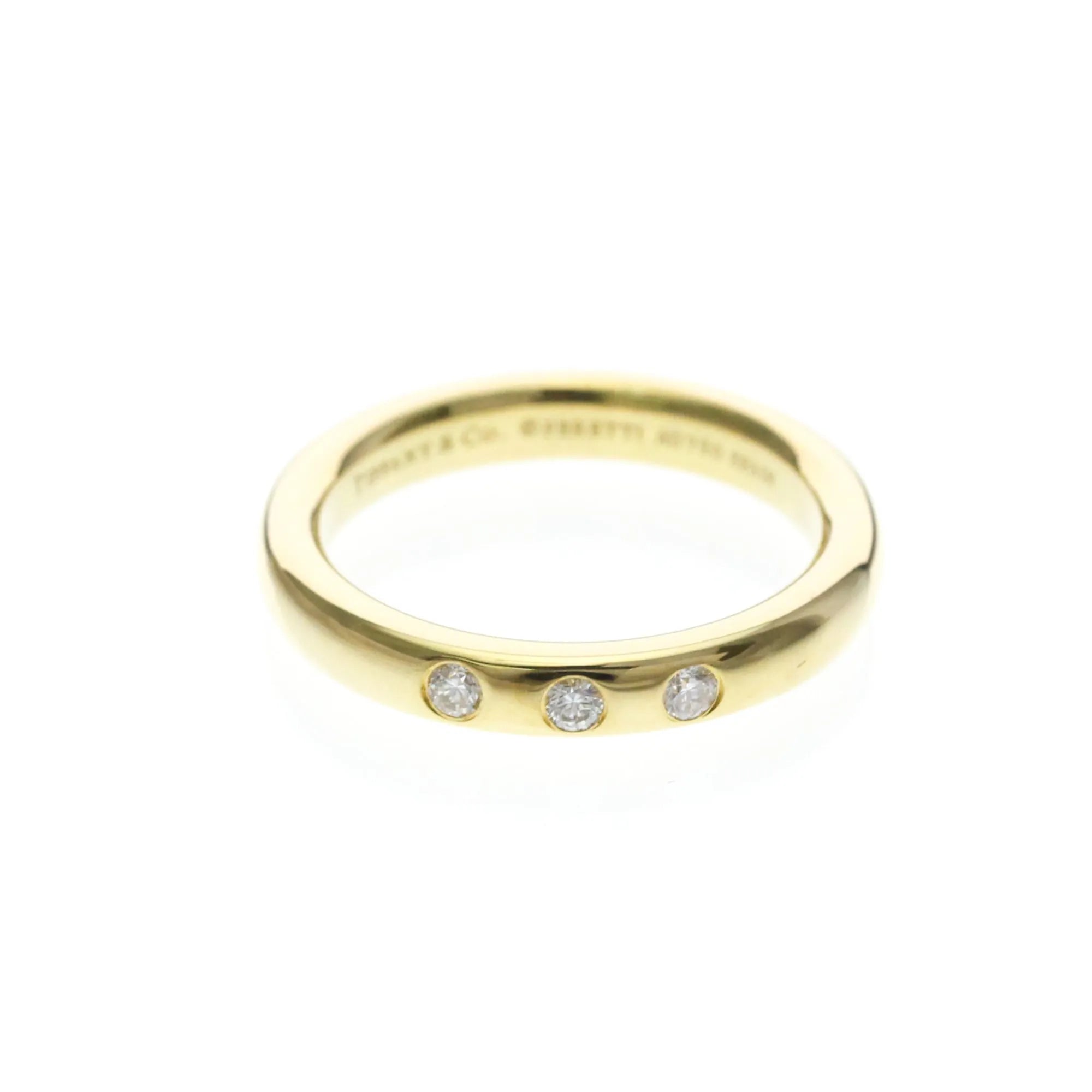 Tiffany & Co. Elsa Peretti 3 Diamond Stacking Band 18K Yellow Gold With Diamonds Gold Yellow_Gold Ring Jewelry (Pre-Owned)