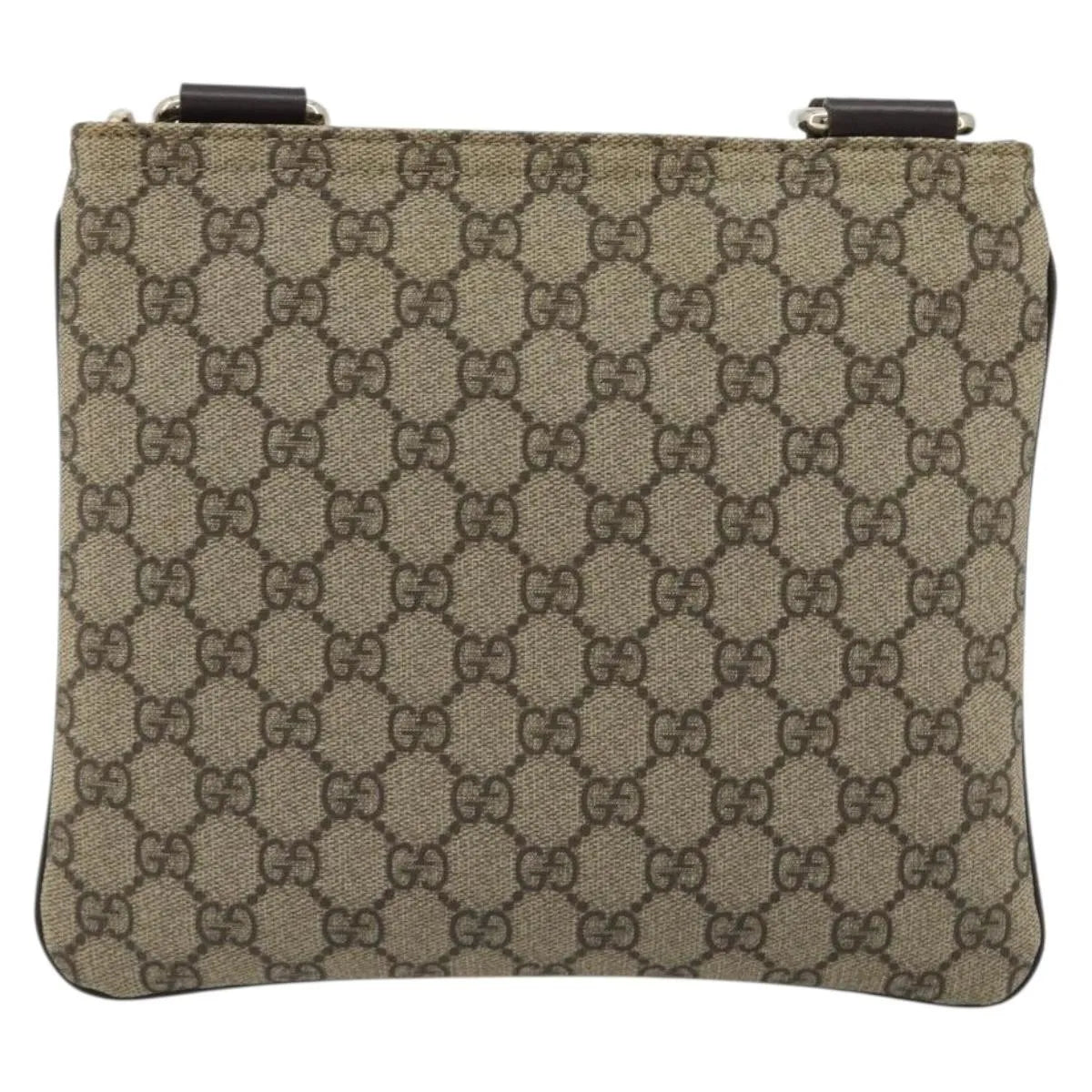 Gucci Zip Top Messenger Gg Canvas With Leather Beige Canvas Shoulder Bag Bag (Pre-Owned)