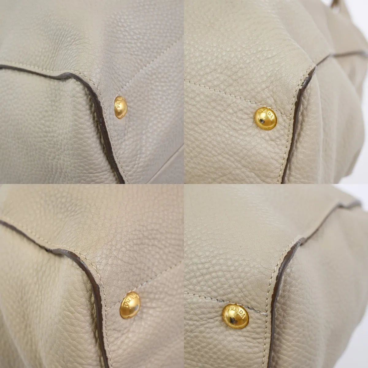 Prada Convertible Open Shopping Tote Vitello Daino Beige Leather Tote Bag Bag (Pre-Owned)