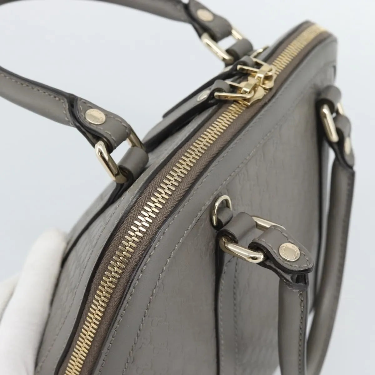 Gucci Convertible Dome Satchel Microguccissima Leather Gray Leather Handbag (Pre-Owned)