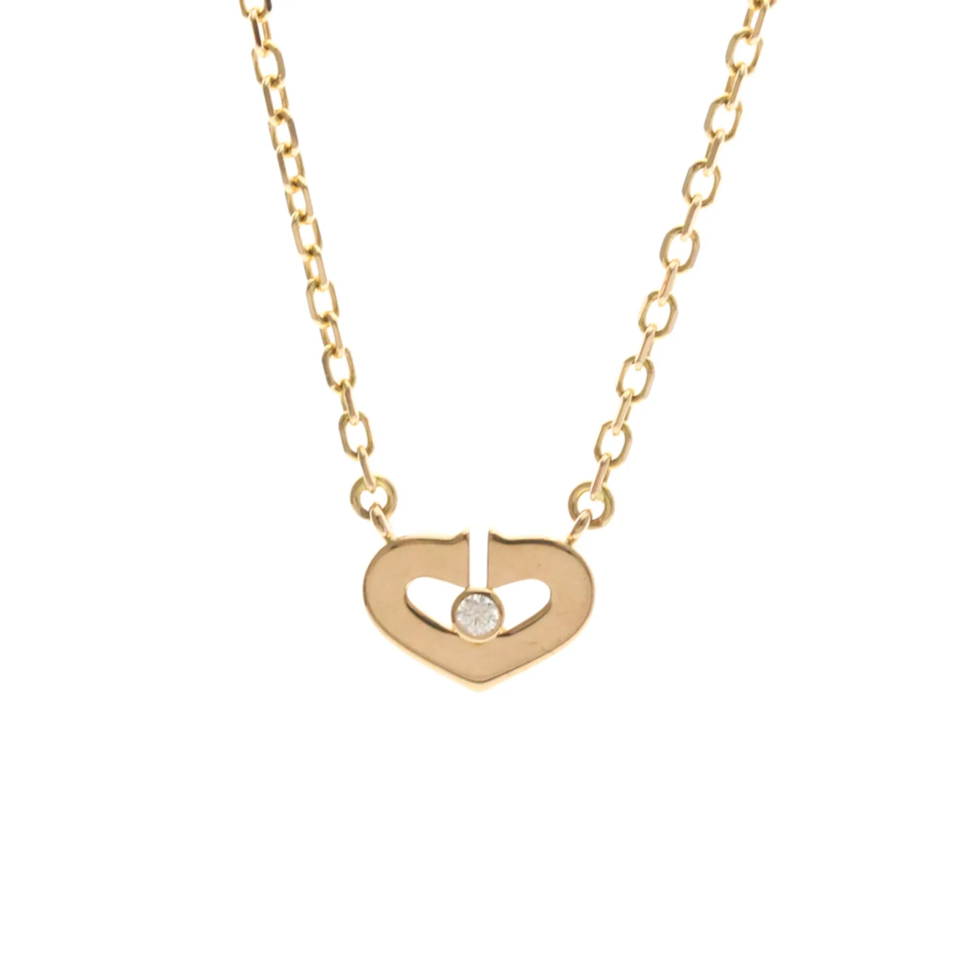 Cartier C Heart De Cartier Pendant 18K Rose Gold With Diamond Gold Pink_Gold Necklace Jewelry (Pre-Owned)
