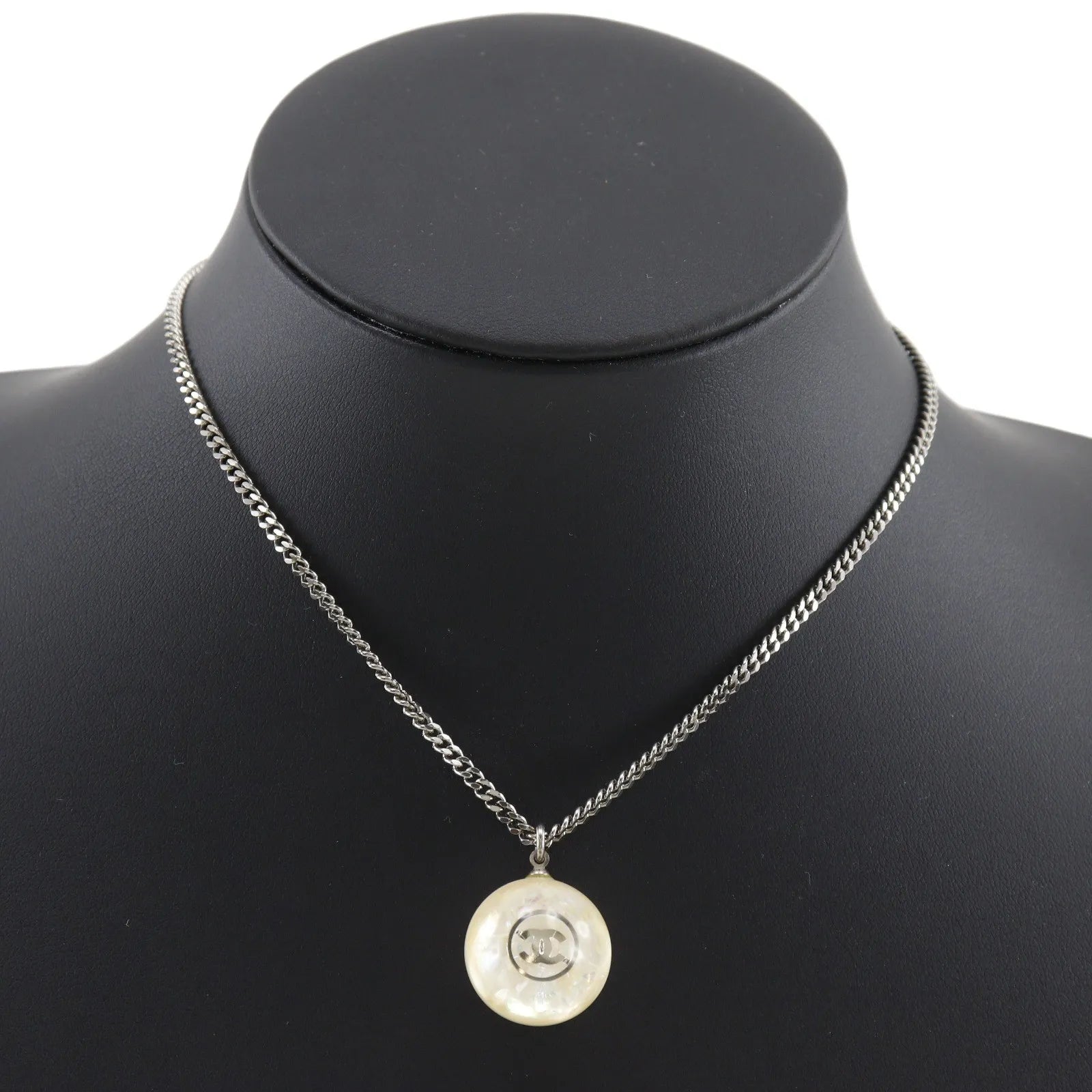 Chanel Cc Ball Drop Pendant Metal Silver Metal Necklace Jewelry (Pre-Owned)