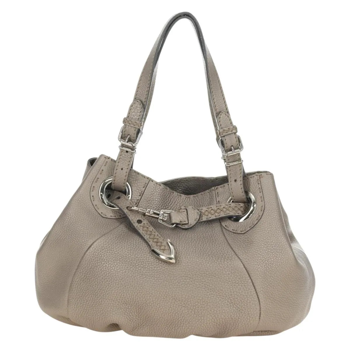 Fendi Selleria Pomodorino Leather Gray Leather Tote Bag Bag (Pre-Owned)