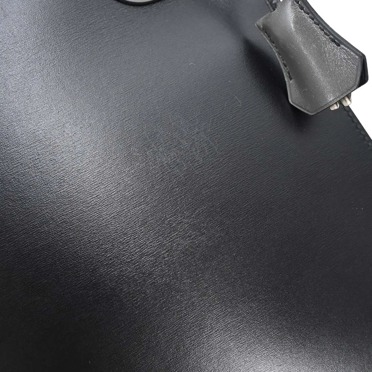 Hermes Kelly Handbag Black Box Calf With Palladium Hardware Black Leather Handbag (Pre-Owned)
