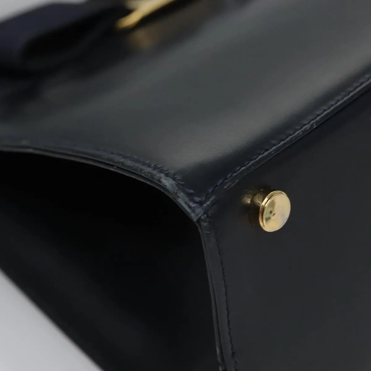 Salvatore Ferragamo Convertible Vara Bow Tote Leather Navy Leather Handbag (Pre-Owned)