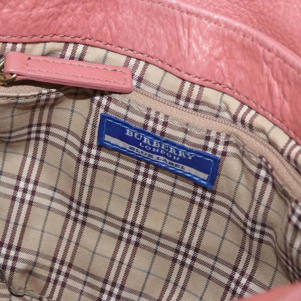 Burberry Blue Label Nylon Pink Leather Shoulder Bag Bag (Pre-Owned)