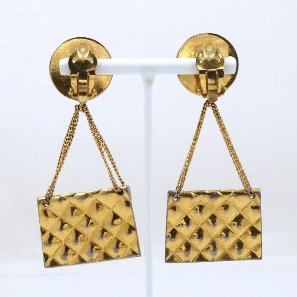 Chanel 31 Rue Cambon Flap Bag Clip-On Metal Gold Gold_Plated Earrings Jewelry (Pre-Owned)