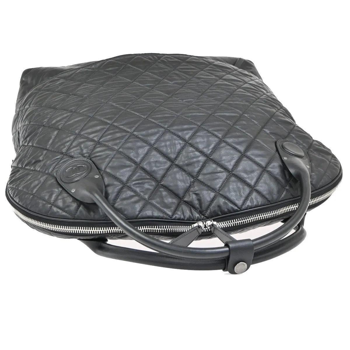 Chanel Horizontal Sport Weekender Quilted Coated Canvas Black Nylon Travel Bag Bag (Pre-Owned)