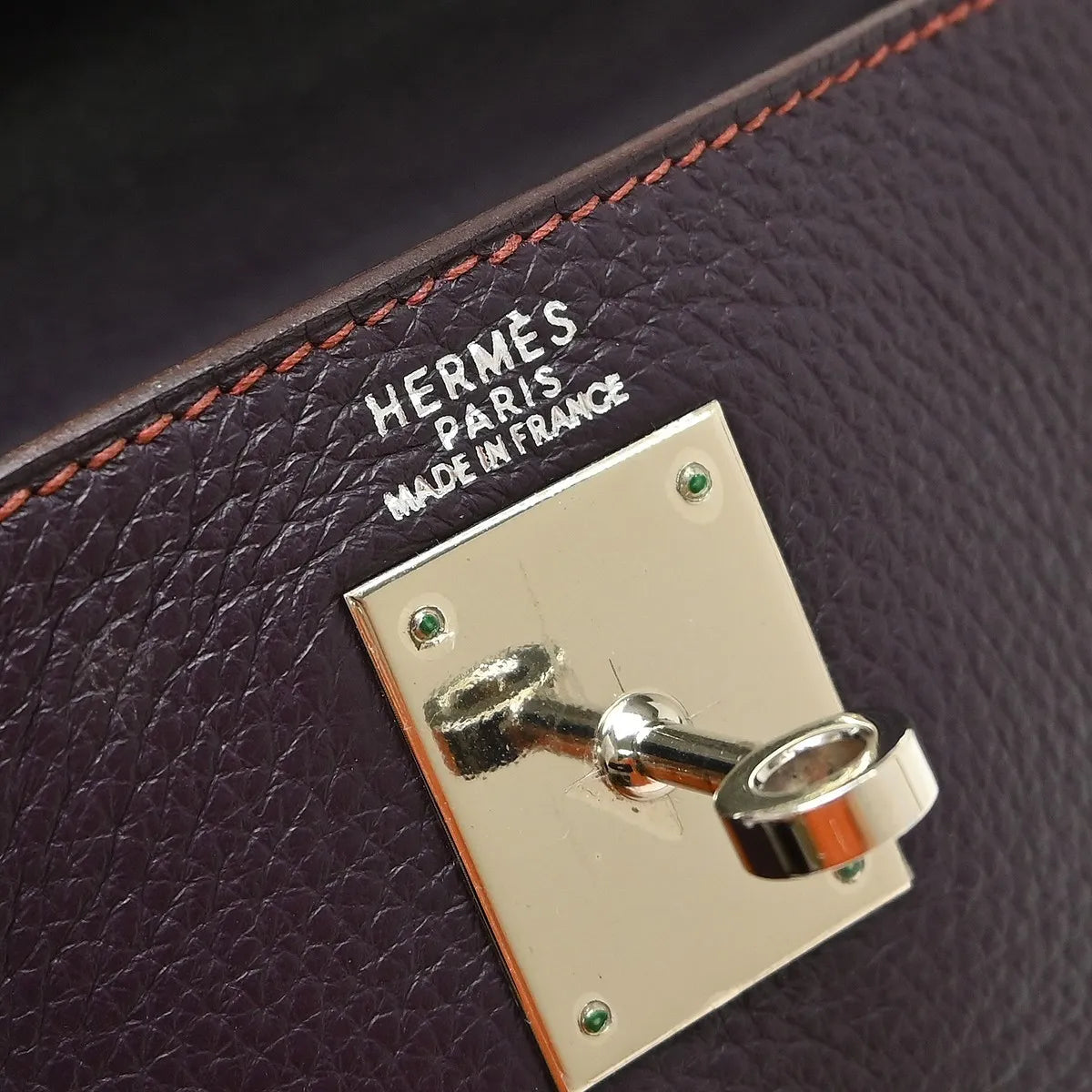 Hermes Kelly Retourne Clémence Taurillon Purple Leather Handbag (Pre-Owned)