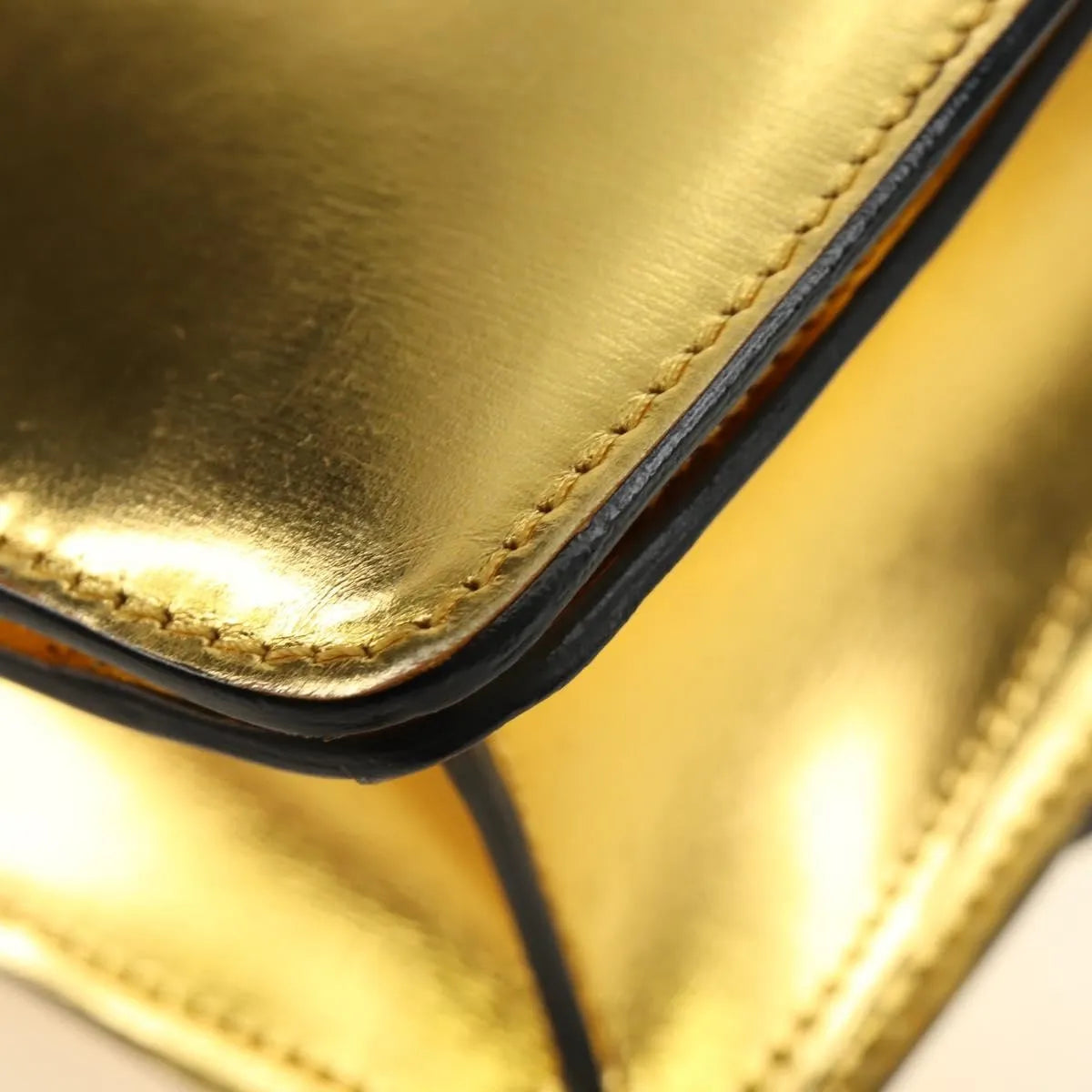 Celine Flap Shoulder Leather Gold Leather Shoulder Bag Bag (Pre-Owned)
