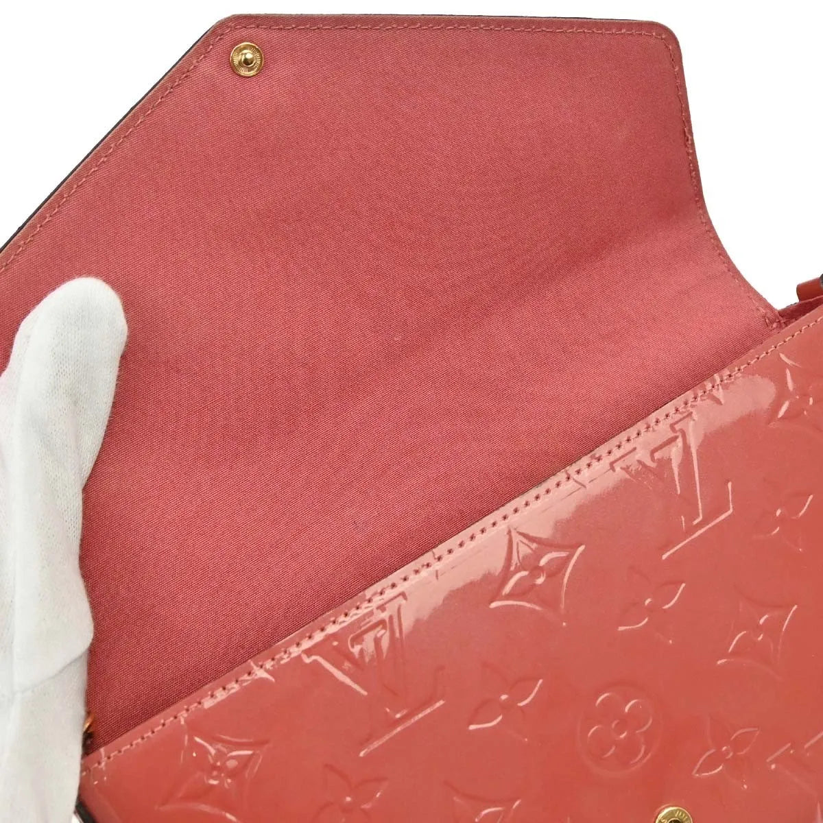 Louis Vuitton Felicie Pochette Limited Edition Valentine Dog Monogram Vernis Pink Patent_Leather Handbag (Pre-Owned)