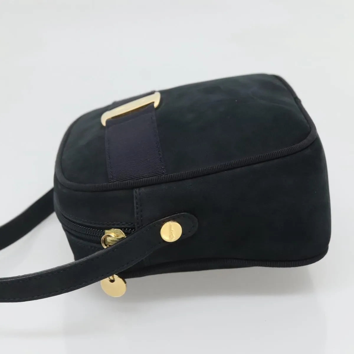 Salvatore Ferragamo Vara Bow Camera Suede Navy Suede Shoulder Bag Bag (Pre-Owned)
