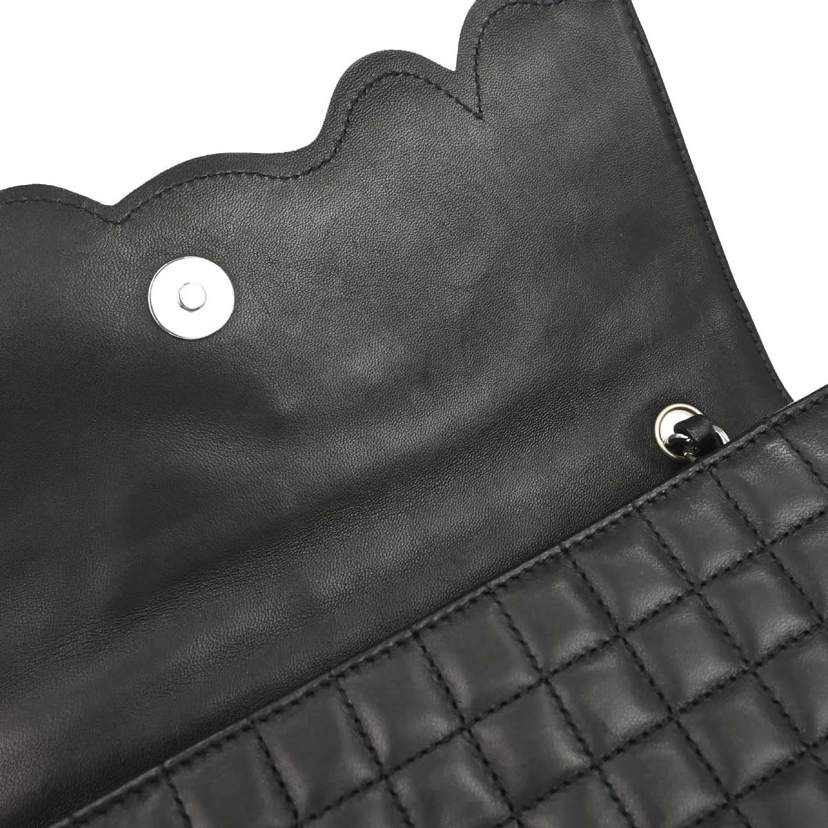 Chanel Camellia No.5 Chain Flap Quilted Lambskin Black Leather Shoulder Bag Bag (Pre-Owned)