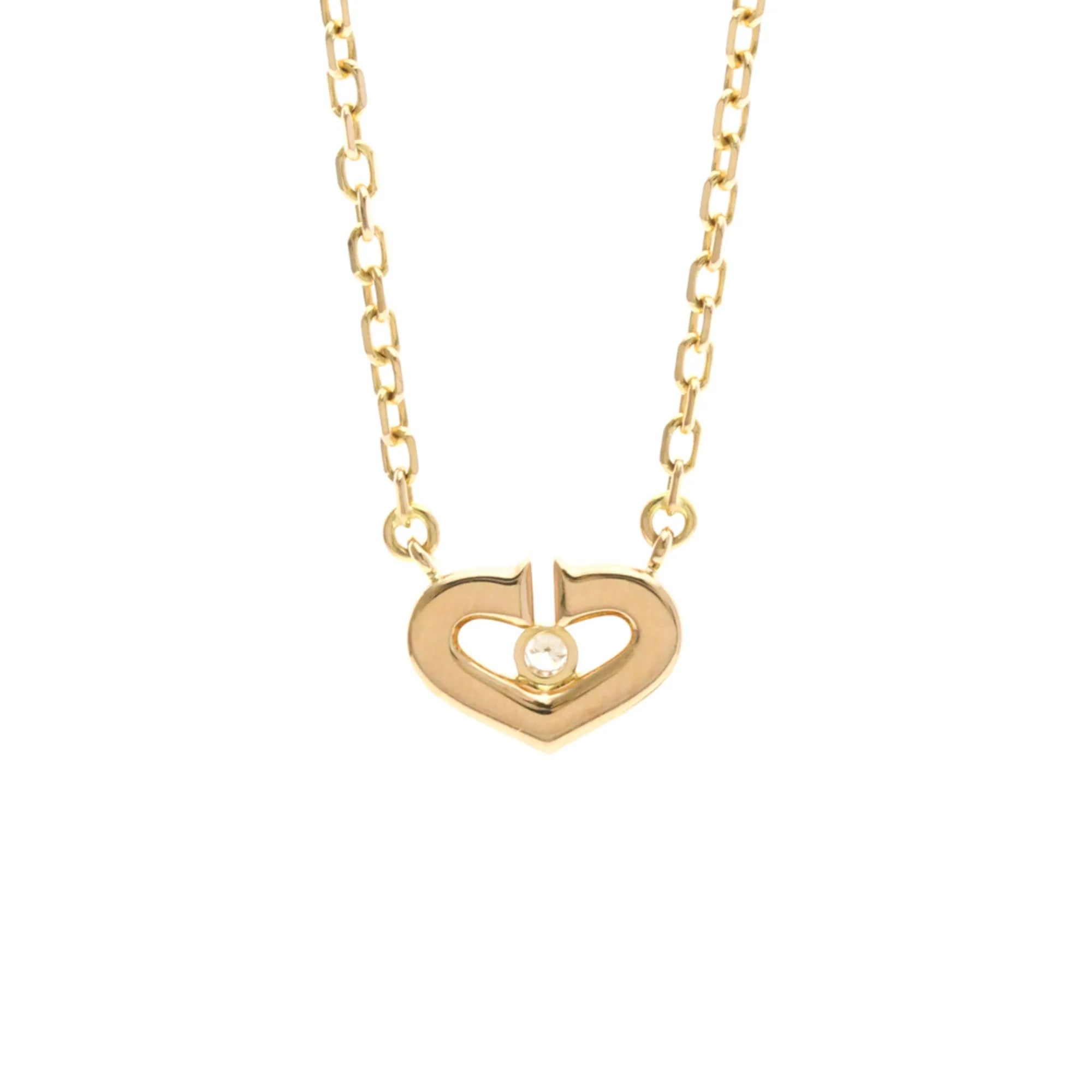 Cartier C Heart De Cartier Pendant 18K Rose Gold With Diamond Gold Pink_Gold Necklace Jewelry (Pre-Owned)