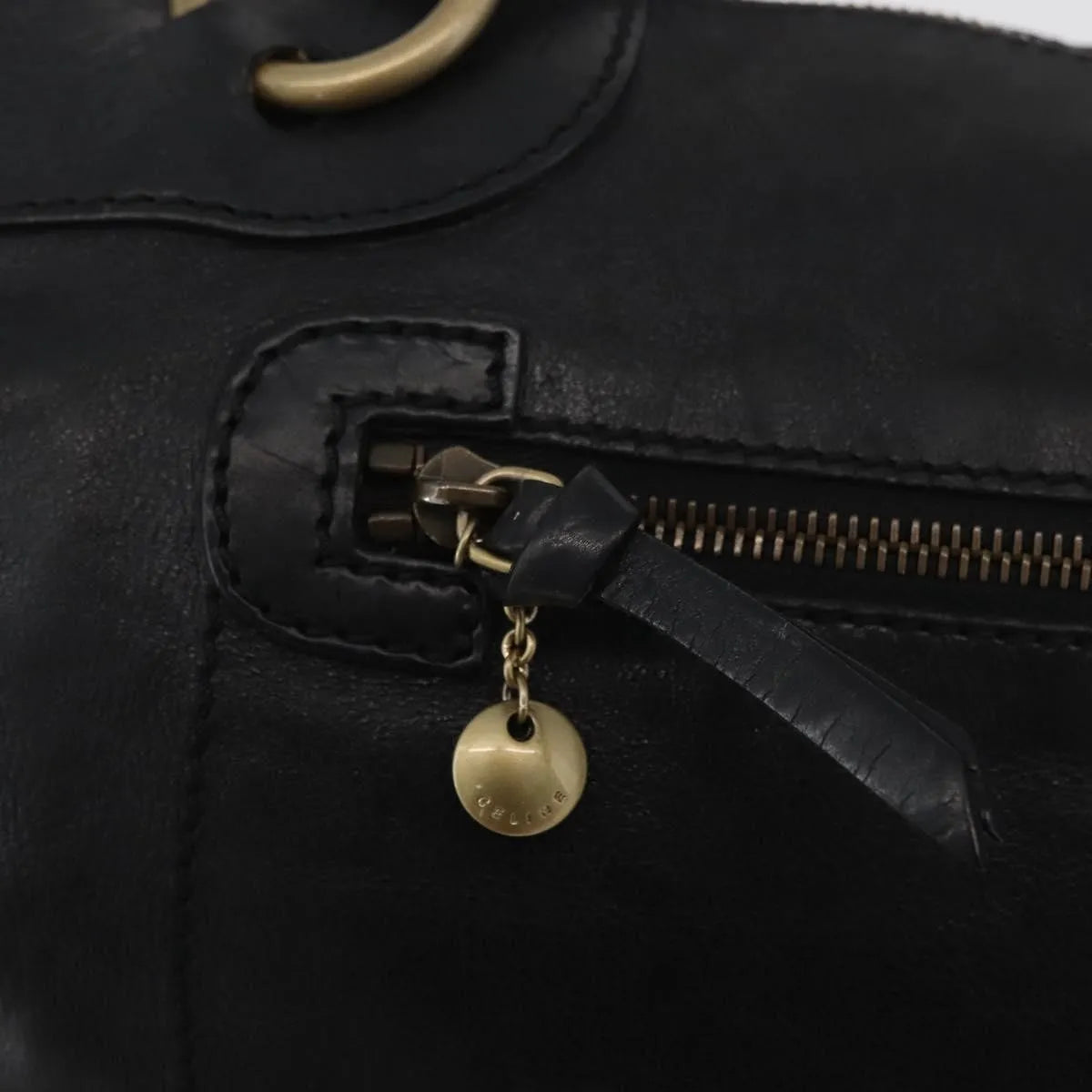 Celine Vintage Leather Black Leather Handbag (Pre-Owned)
