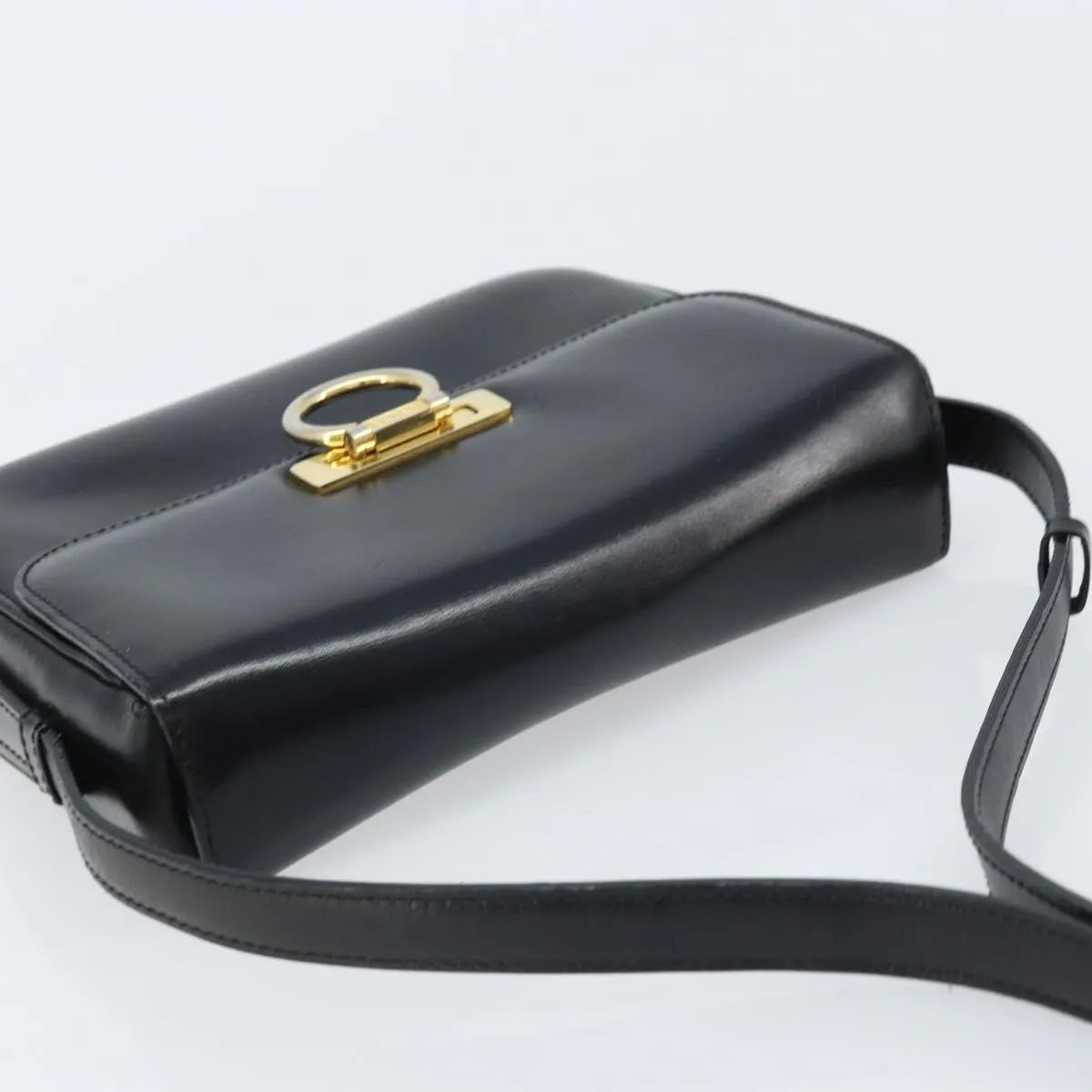 Celine Shoulder Leather Black Leather Shoulder Bag Bag (Pre-Owned)