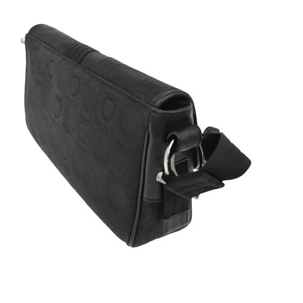 Salvatore Ferragamo Gancini Canvas Black Canvas Shoulder Bag Bag (Pre-Owned)