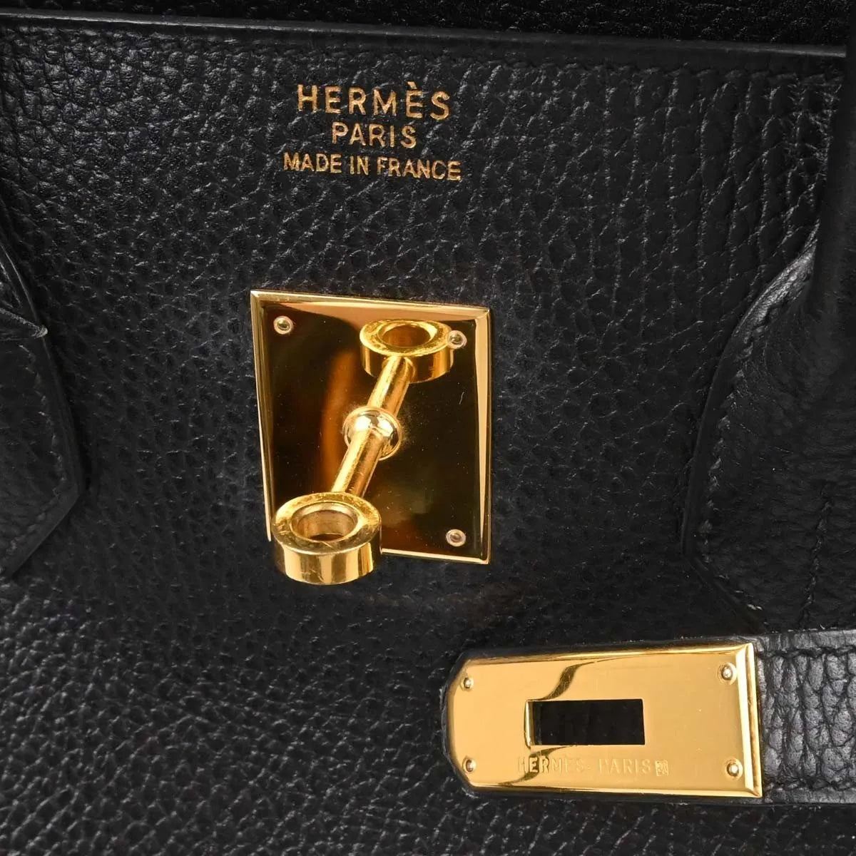 Hermes Birkin Handbag Black Ardennes With Gold Hardware Black Leather Handbag (Pre-Owned)