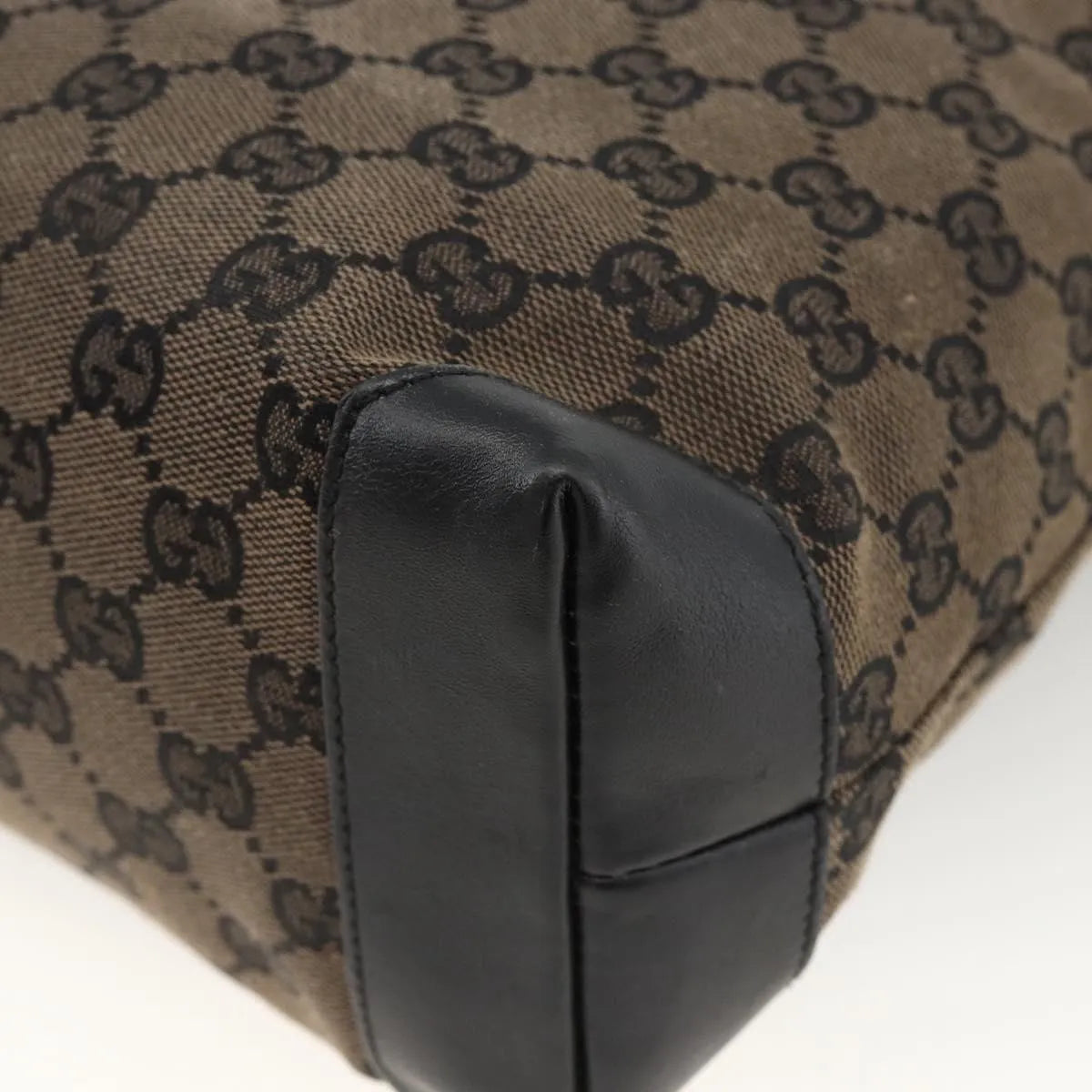 Gucci Vintage Front Pocket Tote Gg Coated Canvas With Leather Black Canvas Tote Bag Bag (Pre-Owned)