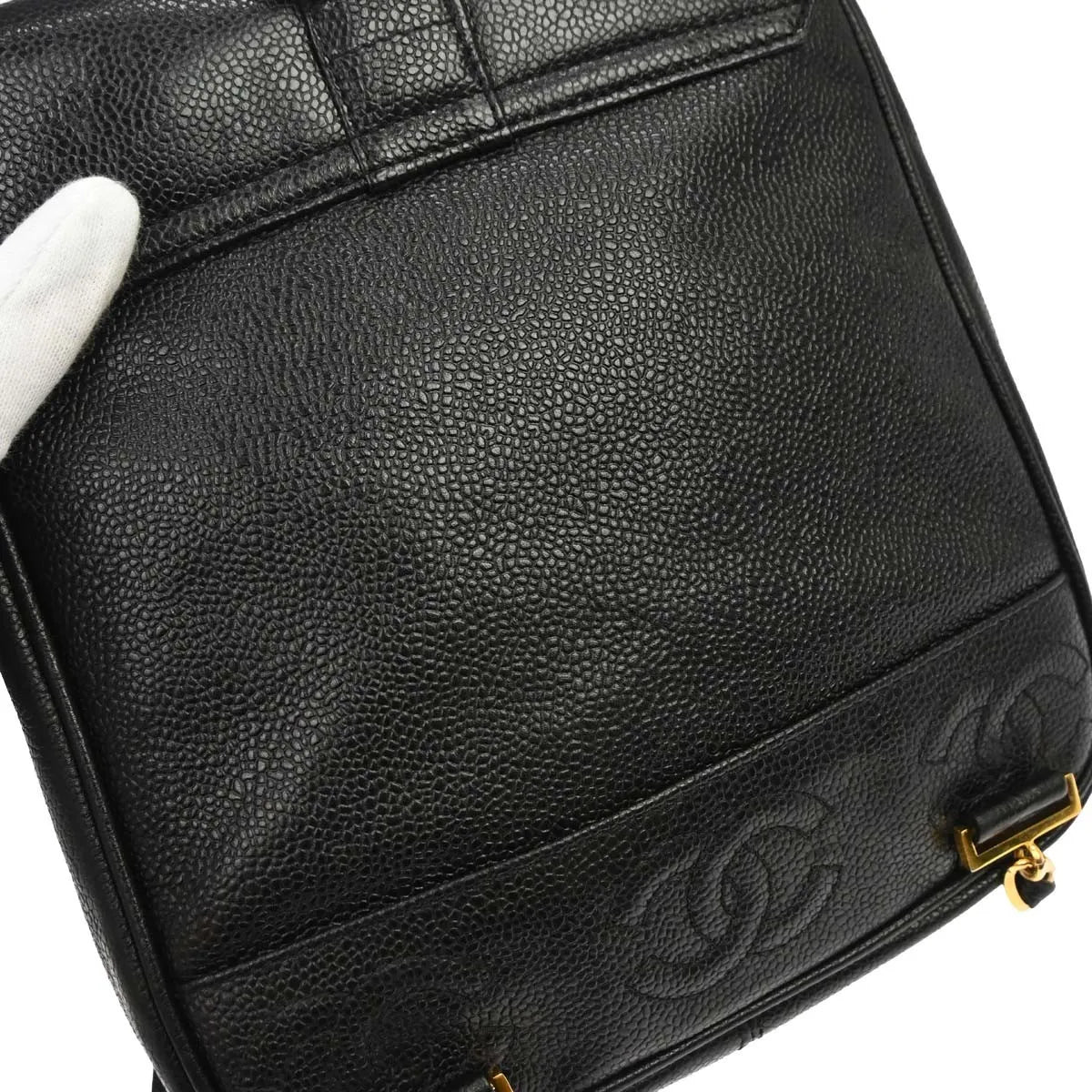 Chanel Vintage Caviar Black Leather Backpack Bag (Pre-Owned)