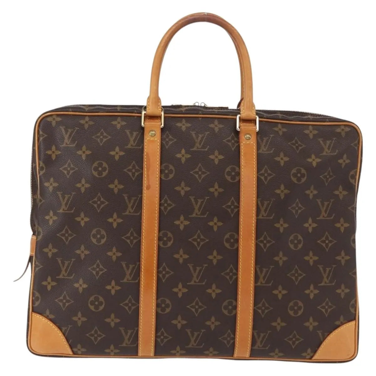 Louis Vuitton Porte Documents Voyage Monogram Canvas Brown Canvas Briefcase Bag (Pre-Owned)