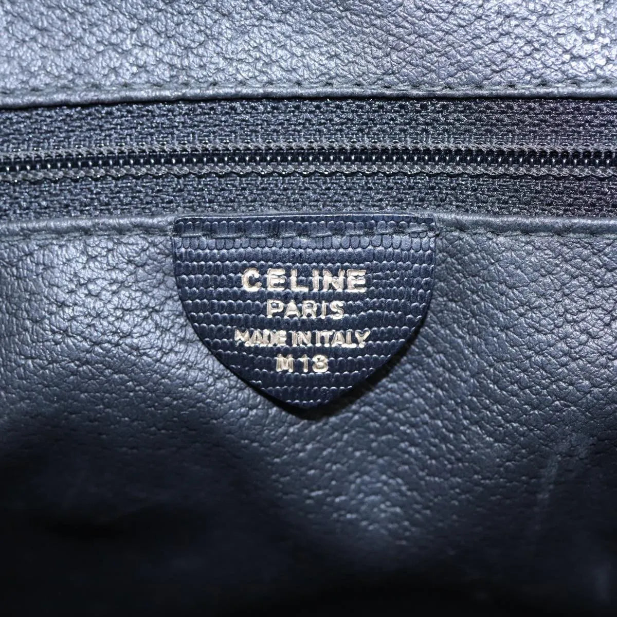 Celine Circle Logo Leather Black Leather Handbag (Pre-Owned)