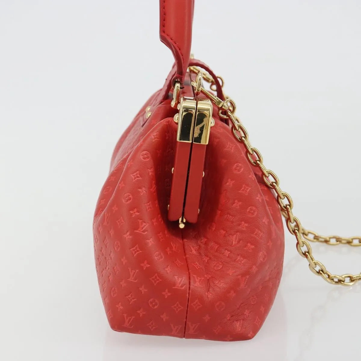 Louis Vuitton Monogram Top Handle Frame Clutch Monogram Canvas Red Canvas Clutche & Pouche Bag (Pre-Owned)
