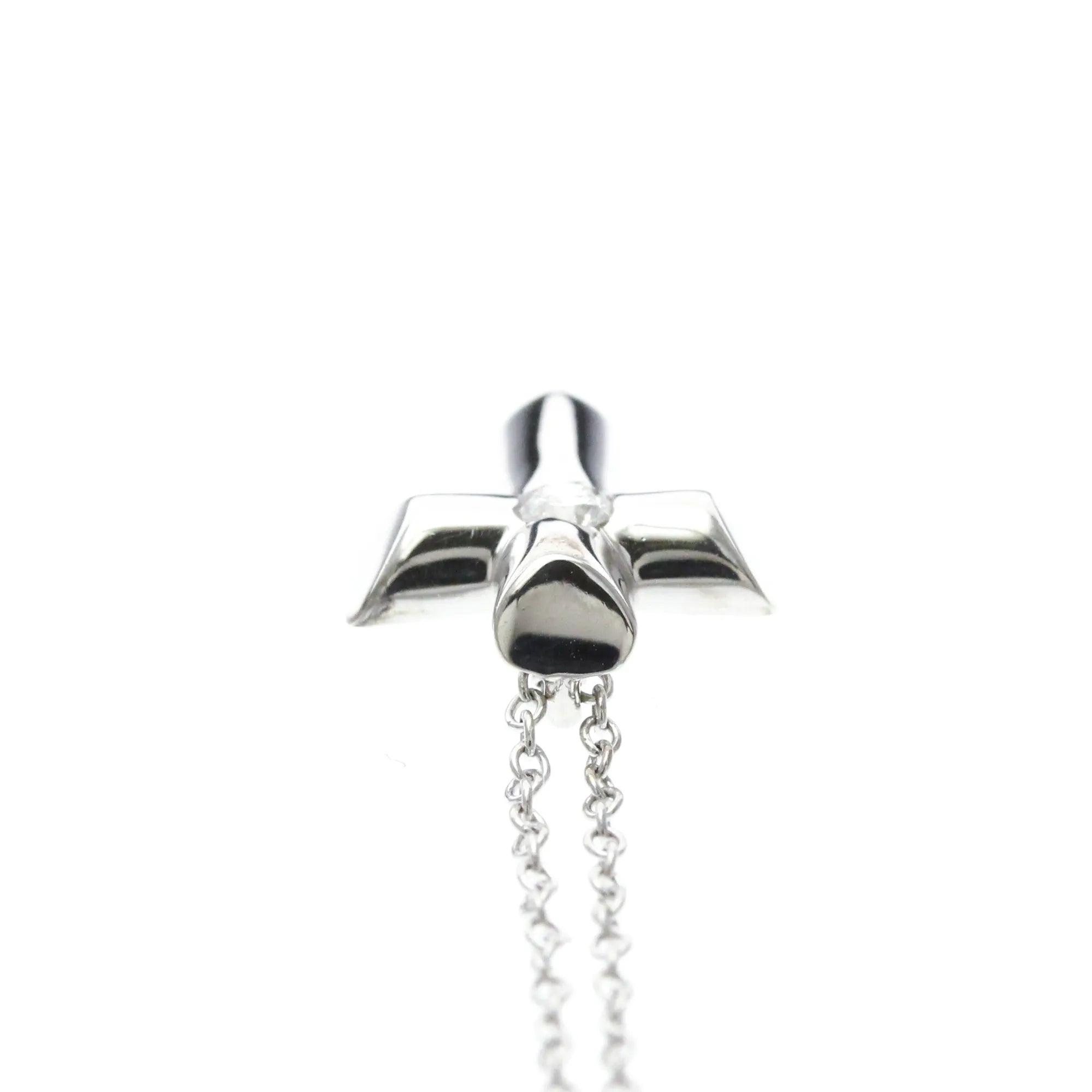 Tiffany & Co. Etoile Cross Pendant 18K White Gold With Diamonds Silver White_Gold Necklace Jewelry (Pre-Owned)