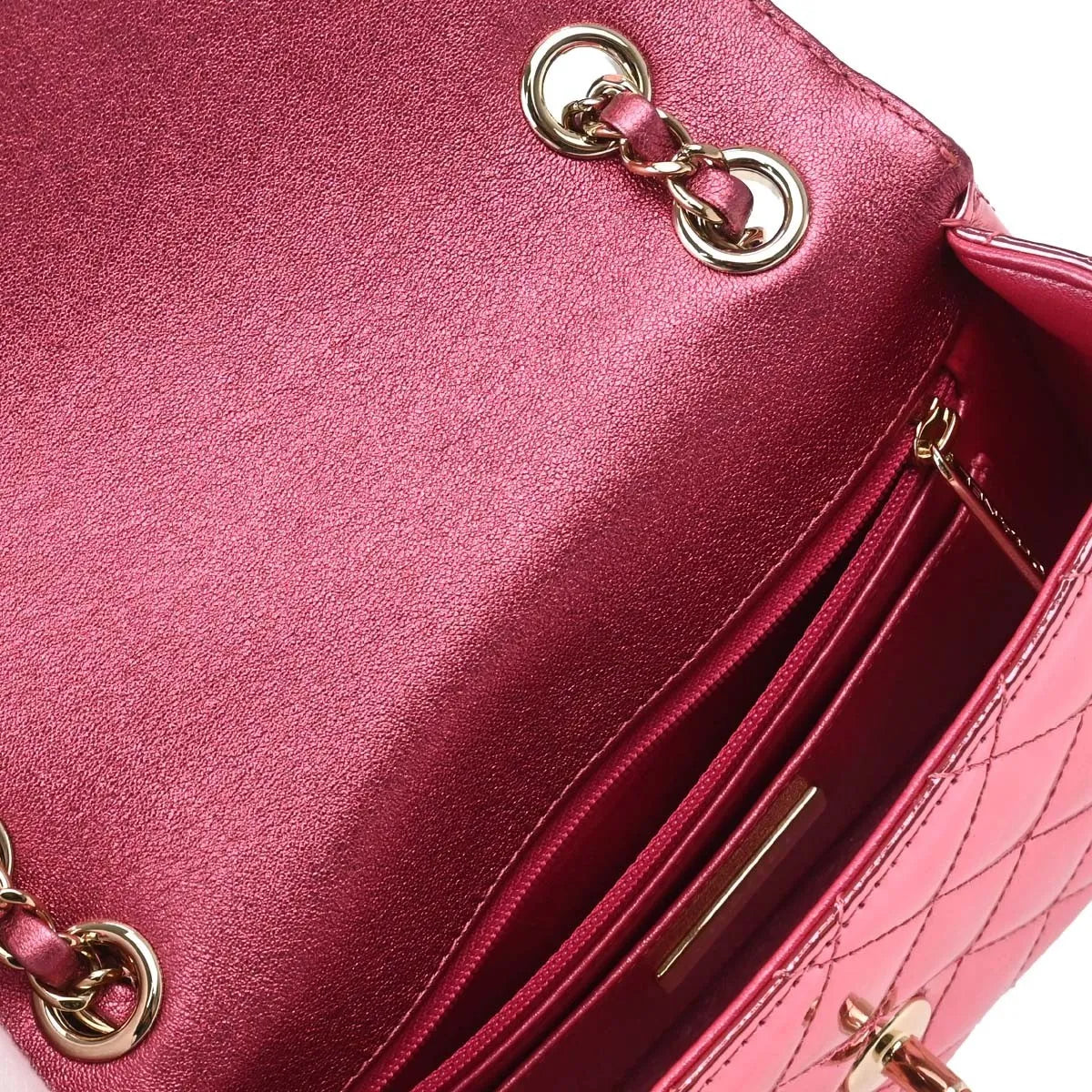 Chanel Hollywood Boulevard Flap Bag Quilted Metallic Leather Pink Leather Shoulder Bag Bag (Pre-Owned)