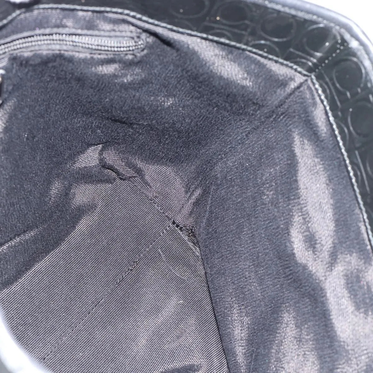 Salvatore Ferragamo Gancini Tote Patent Leather Black Patent_Leather Tote Bag Bag (Pre-Owned)