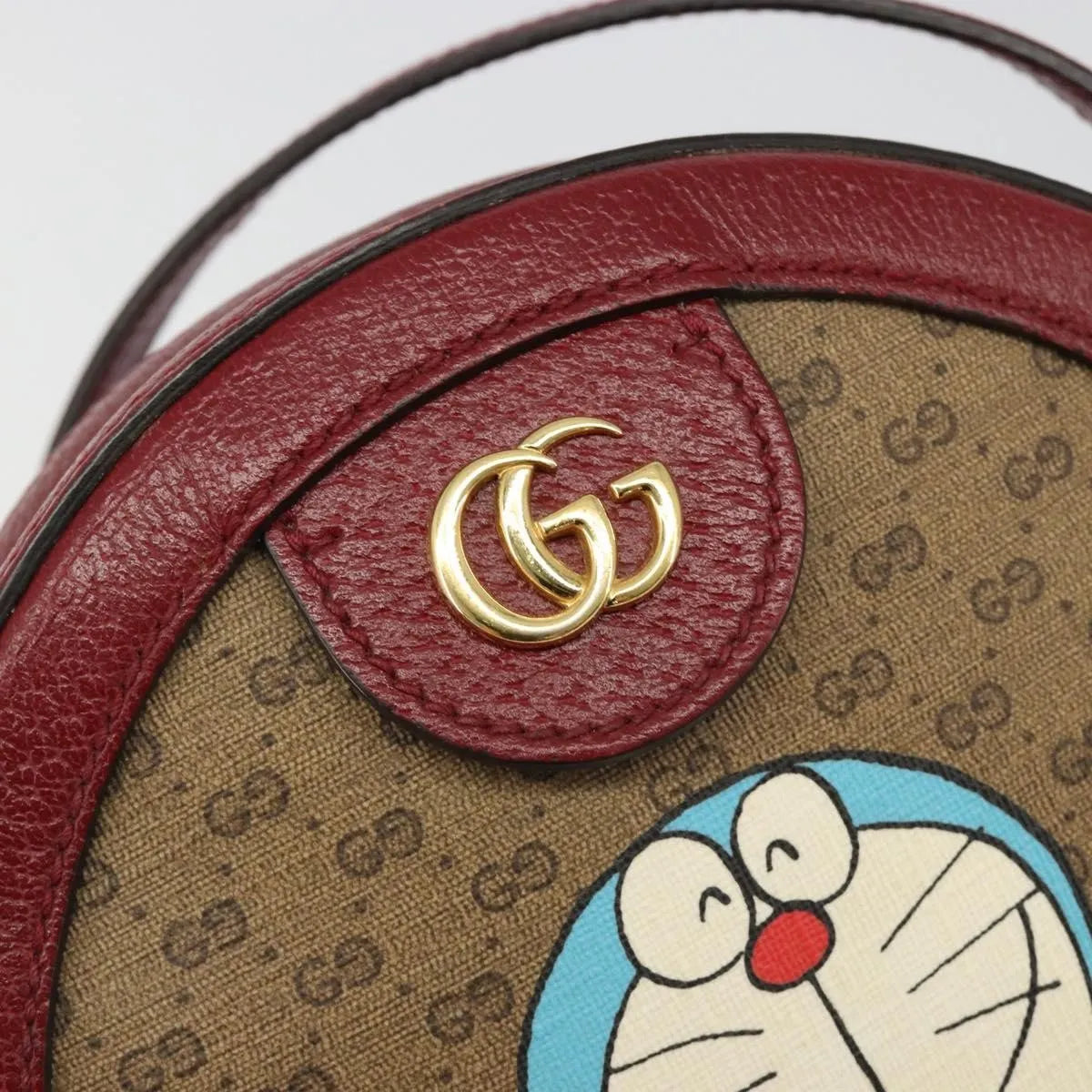 Gucci Doraemon Round Printed Mini Gg Coated Canvas Beige Canvas Shoulder Bag Bag (Pre-Owned)