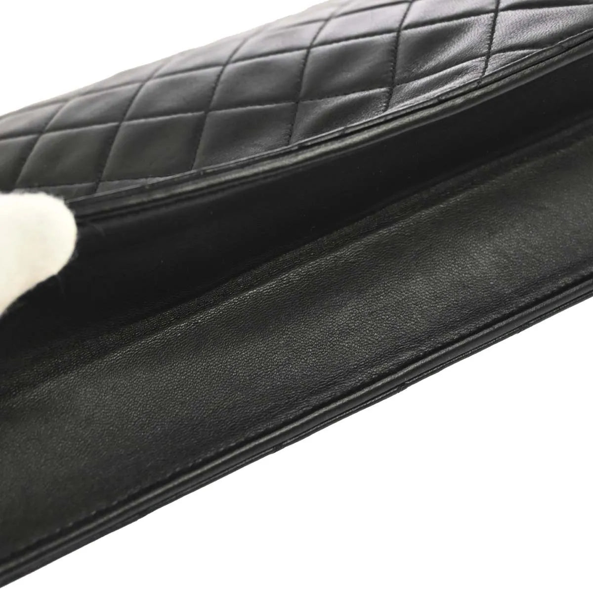 Chanel Vintage Classic Flap Quilted Lambskin Black Leather Shoulder Bag Bag (Pre-Owned)