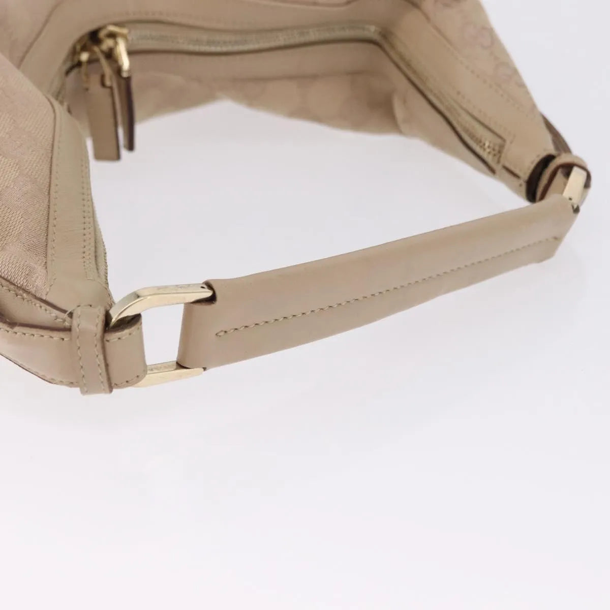 Gucci Zip Hobo Canvas Beige Canvas Handbag (Pre-Owned)