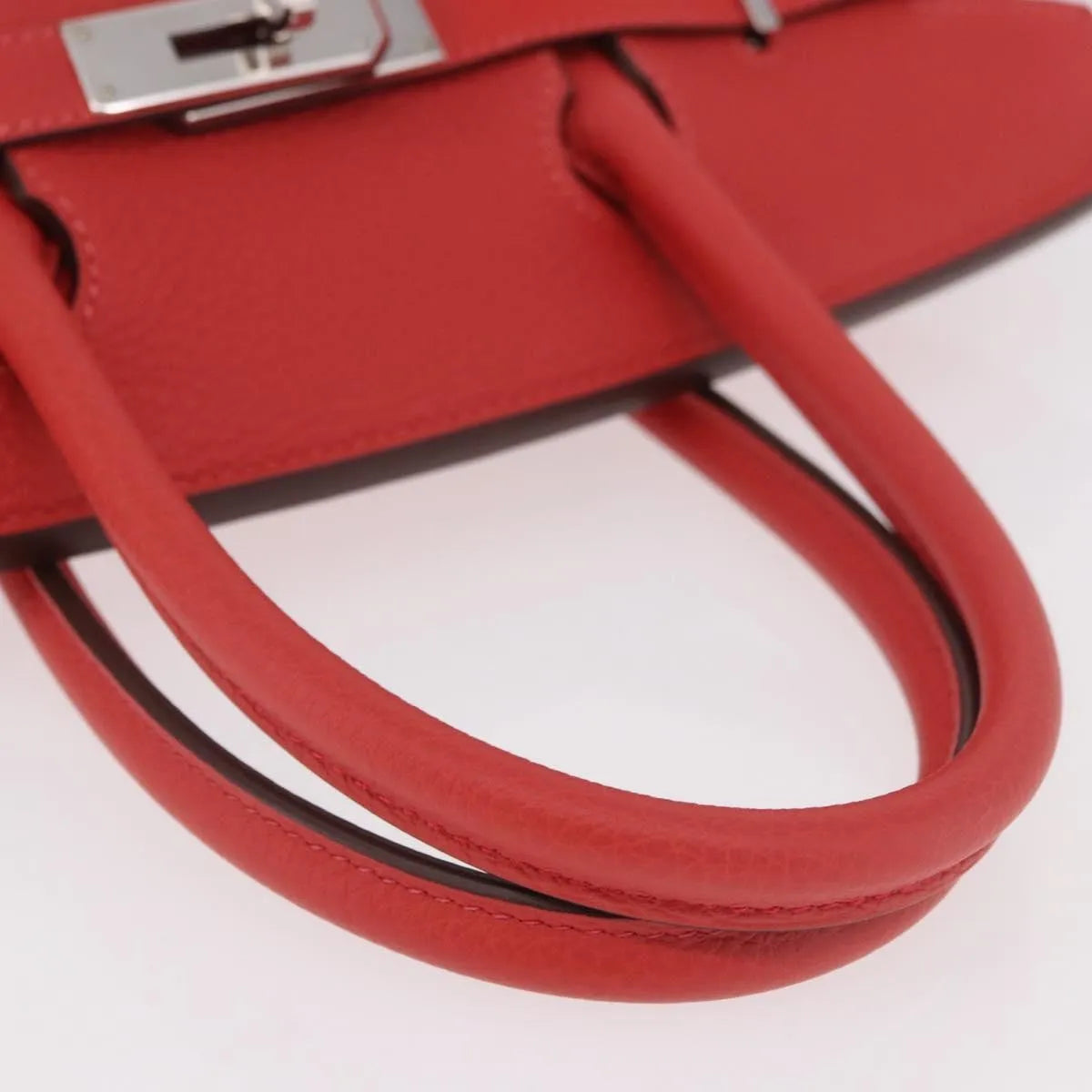 Hermes Birkin Handbag Red Togo With Palladium Hardware Red Leather Handbag (Pre-Owned)
