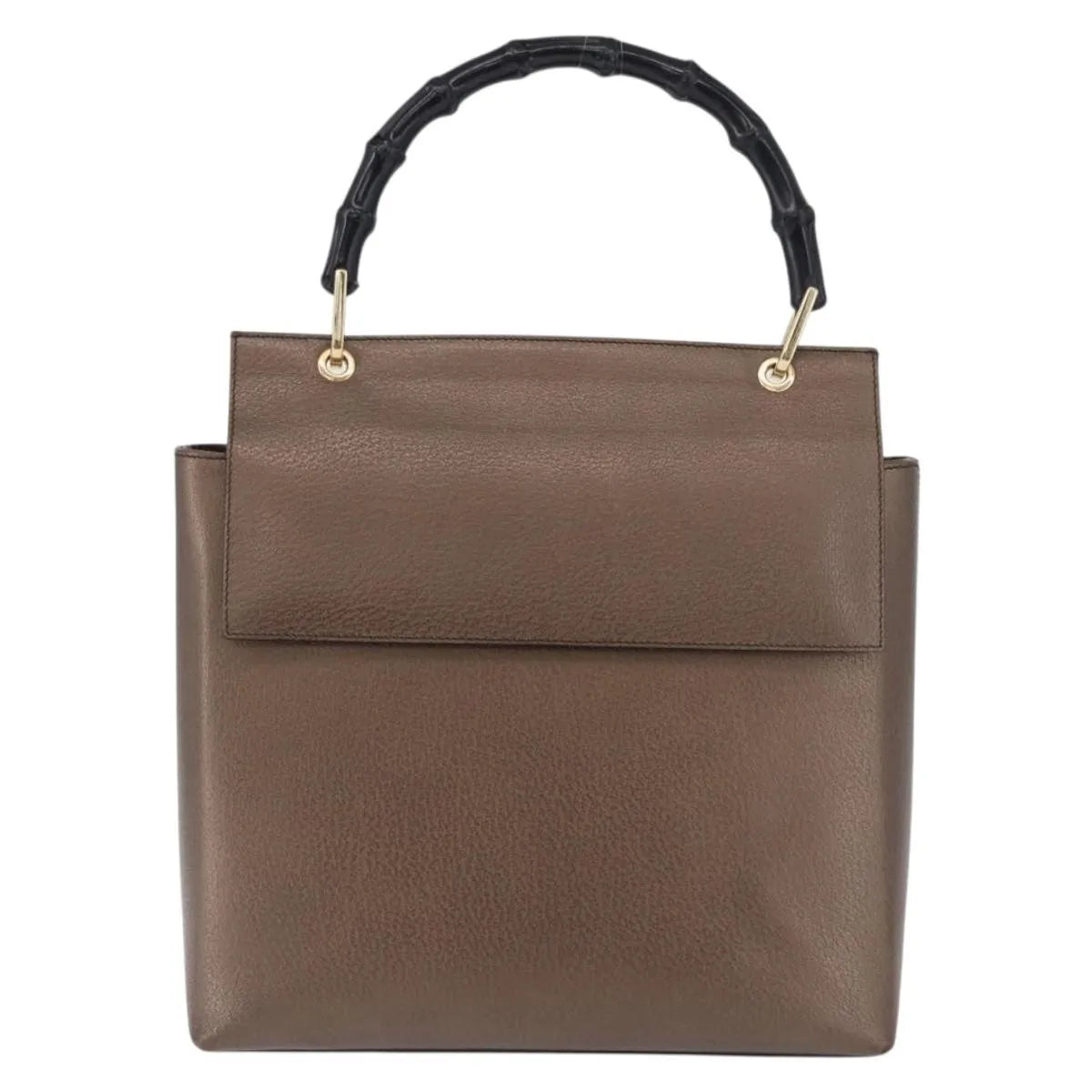 Gucci Vintage Bamboo Handle Leather Brown Leather Handbag (Pre-Owned)